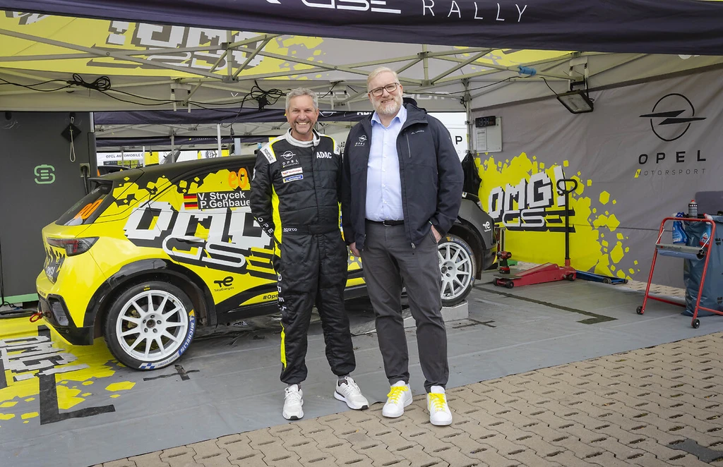 Opel and ADAC ready for ADAC Opel GSE Rally Cup 2026: Marcus Lott, Senior Vice President Stellantis Lead Engineering Central Europe (right), and ADAC Sport President Dr. Gerd Ennser.
