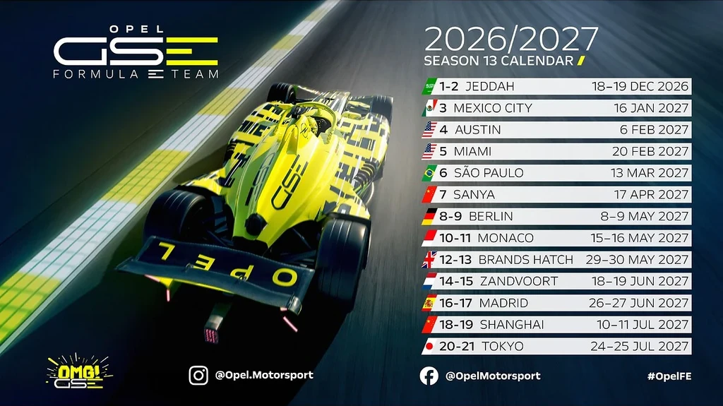 World Tour: Formula E Calendar with Races in Successful Opel Markets